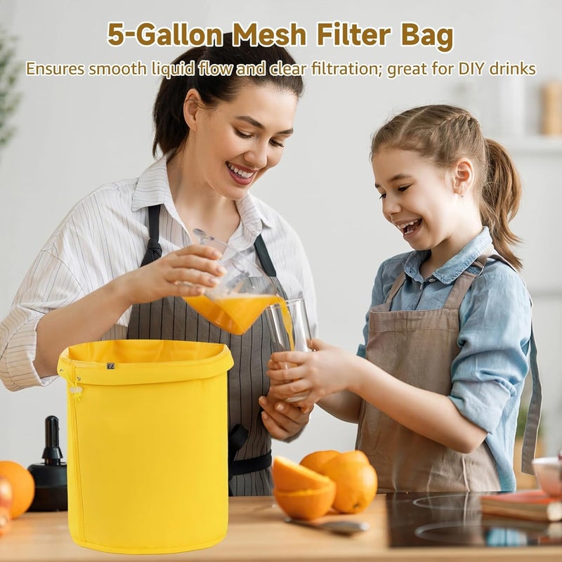 Varku 8PCS 5-Gallon Mesh Filter Bags, 25 to 220 Micron Fine Nylon Strainer Bag, Reusable Drawstring Washable Mesh Bags for 5 Gallon Bucket, with Pressing Screen & Storage Bag, for DIY Drink, Cold Brew - Image 3
